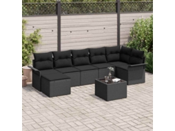 Vidaxl Conjunto De Sofá De Jardim 8 Unid. Preto Vime Pe