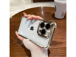 Capa Para Iphone 17 Air Com Acabamento Dourado Eletroplaqueado, Quatro Cantos Protegidos Contra Quedas E Airbags, Cobertura Total, Transparente E Maci