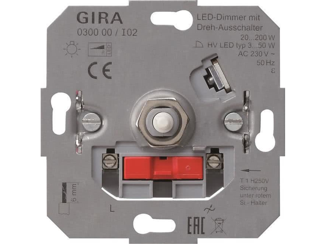 030000 Inserção dimmer LED 20 200w com lâmpada de interruptor rotativo Gira (030000)