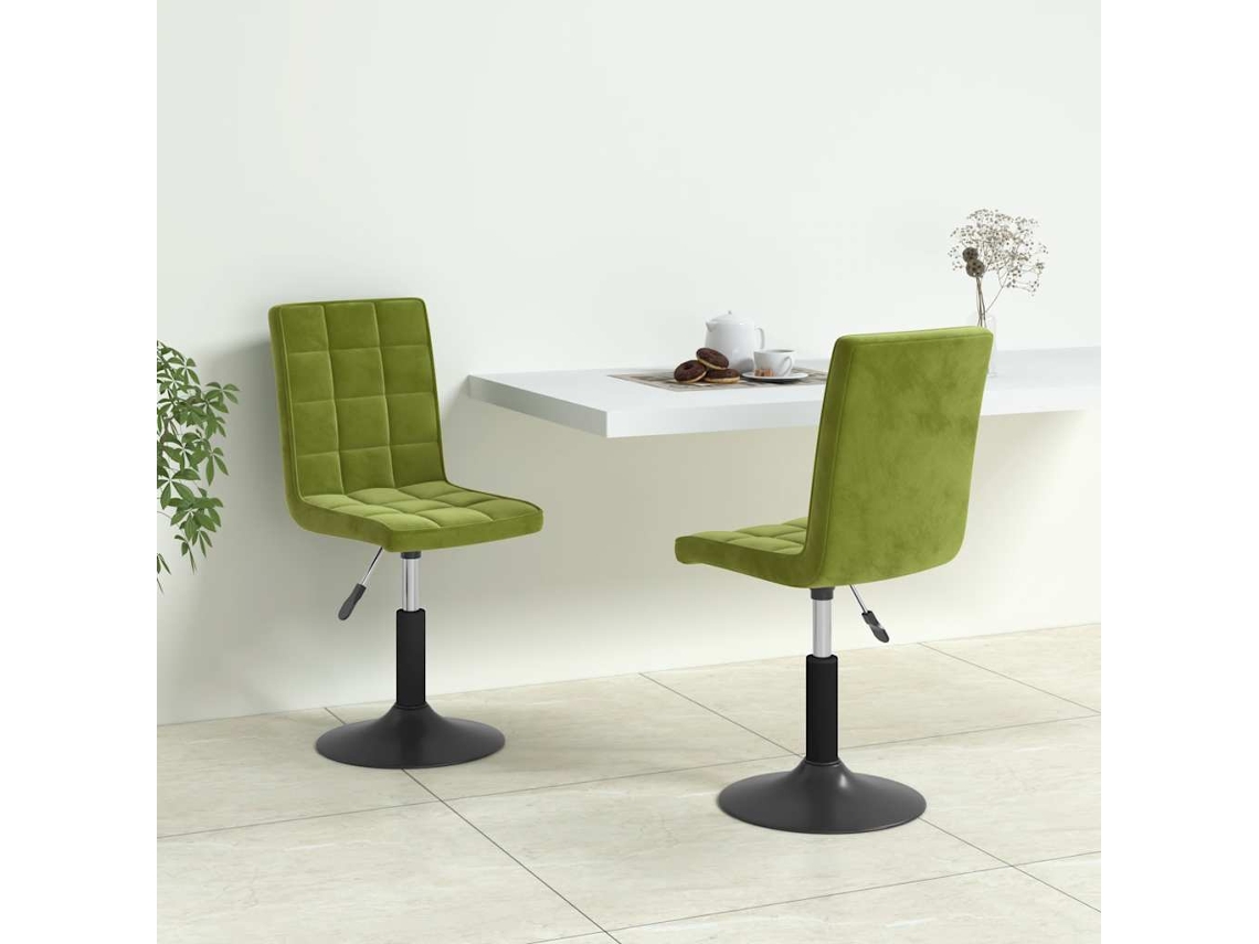 Vidaxl Cadeiras De Jantar Giratórias 2 Pcs Veludo Verde-claro