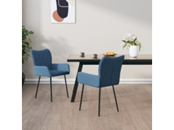 Vidaxl Cadeiras De Jantar 2 Pcs Tecido Azul