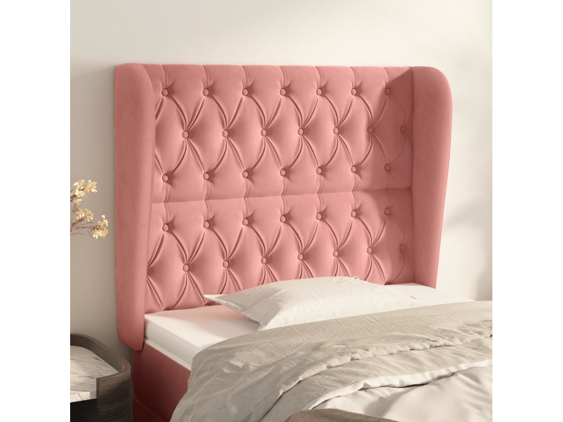 Vidaxl Cabeceira De Cama C/ Abas Veludo 93x23x118/128 Cm Rosa
