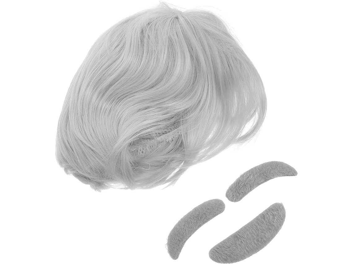 Peruca Ciieeo White Grandfather Costume Com Barba E Sobrancelhas Realistas Em Fibra De Alta Qualidade.