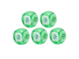 5 Dados De Direção Do Vento Mahjong Leste Sul Oeste Norte Esfera Plástico Transparente Verde Para Jogos De Tabuleiro