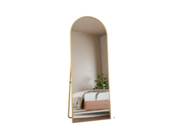 Espelho De Corpo Inteiro, Design Arqueado Moderno, Instalação Independente, Ouro Oem