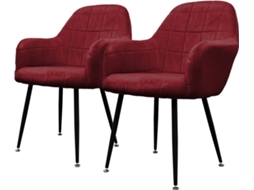 Conjunto de 2 Cadeiras de Jantar ECD 36 Bordeaux (Microfibra, Metal - 58x43x83 cm)