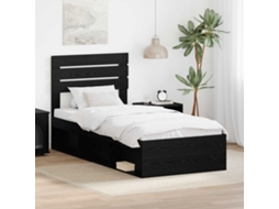 Vidaxl Estrutura Da Cama Preto 90 X 200 Cm Madeira De Pinheiro Sólida
