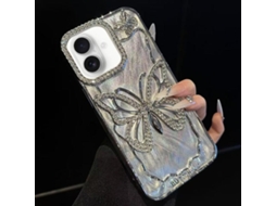 Capa Para Iphone 17 Com Estampa De Borboleta Galvanizada E Papelão Epóxi.