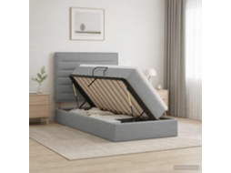 Vidaxl Cama Com Arrumação E Colchão Cinzento-claro 100 X 200 Cm Tecido