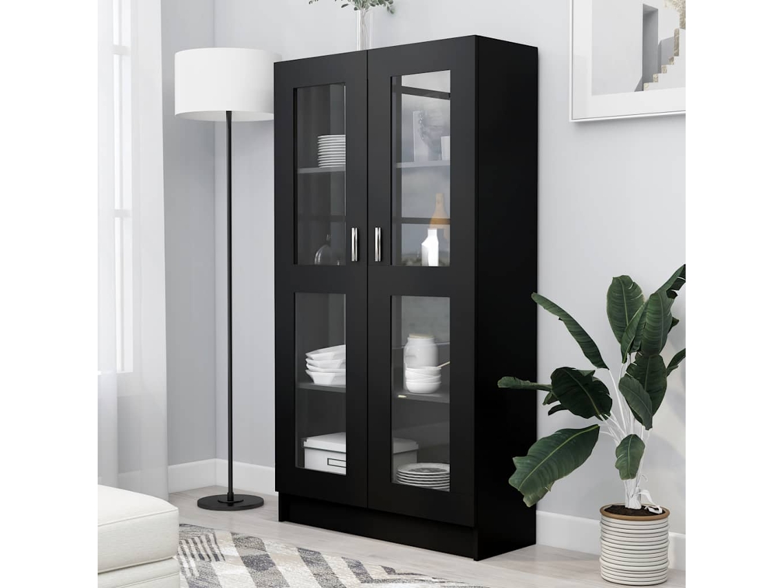 Vidaxl Armário Vitrine 82,5x30,5x150 Cm Derivados De Madeira Preto