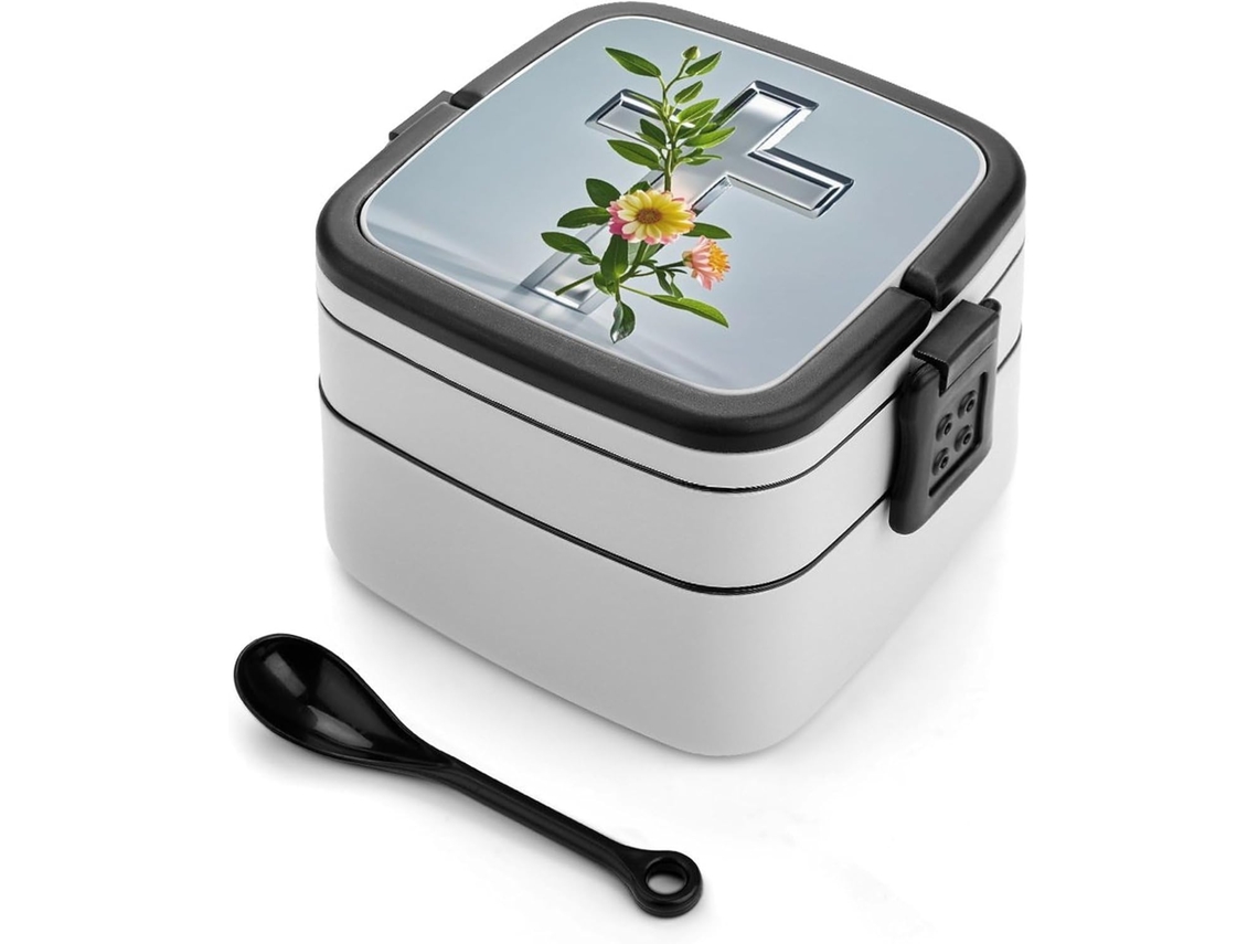 Lancheira Bento Floral Cross De Grande Capacidade, Dupla Camada, Empilhável, À Prova De Vazamentos, Para Adultos