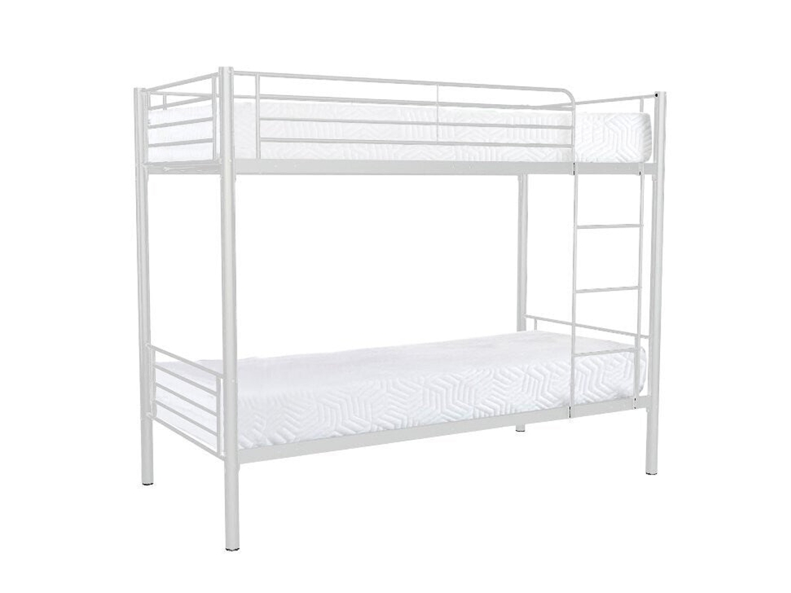 Beliche Duplo 90Cm Metal As110 Branco 2 Colchões 90X190Cm SALDOSYSTOCKS