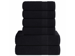 Vidaxl 6pcs Conjunto De Toalhas Frogn 360 G/m² Preto
