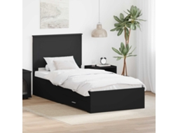 Vidaxl Estrutura Da Cama Com Gaveta Preto E Prata 75 X 190 Cm