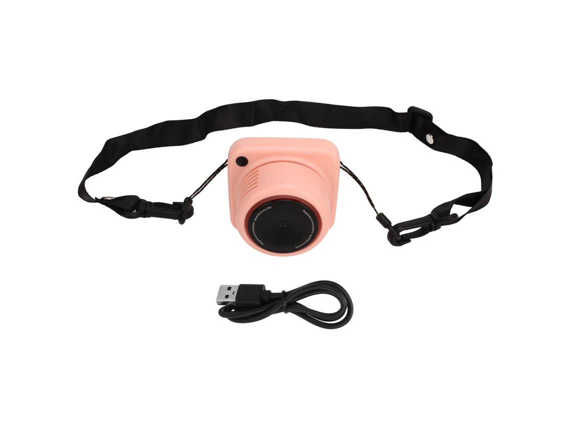 Ventilador Portátil Mini Vintage Câmera Rosa Colar