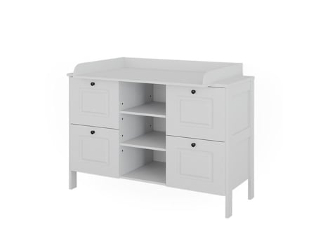 Commode À Langer Ajaton, 133x98.4cm Com 4 Gavetas, Branco, Vitalispa