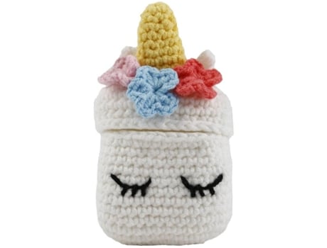 Capa AirPods FUNNY Crochet Unicórnio Branco (Outlet Caixa Aberta )