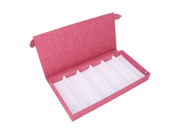 Caixa de Armazenamento Aveludada com 6 Compartimentos para Óculos de Sol, Fecho de Botão, Resistente a Riscos, Rosa AQUAFORGE
