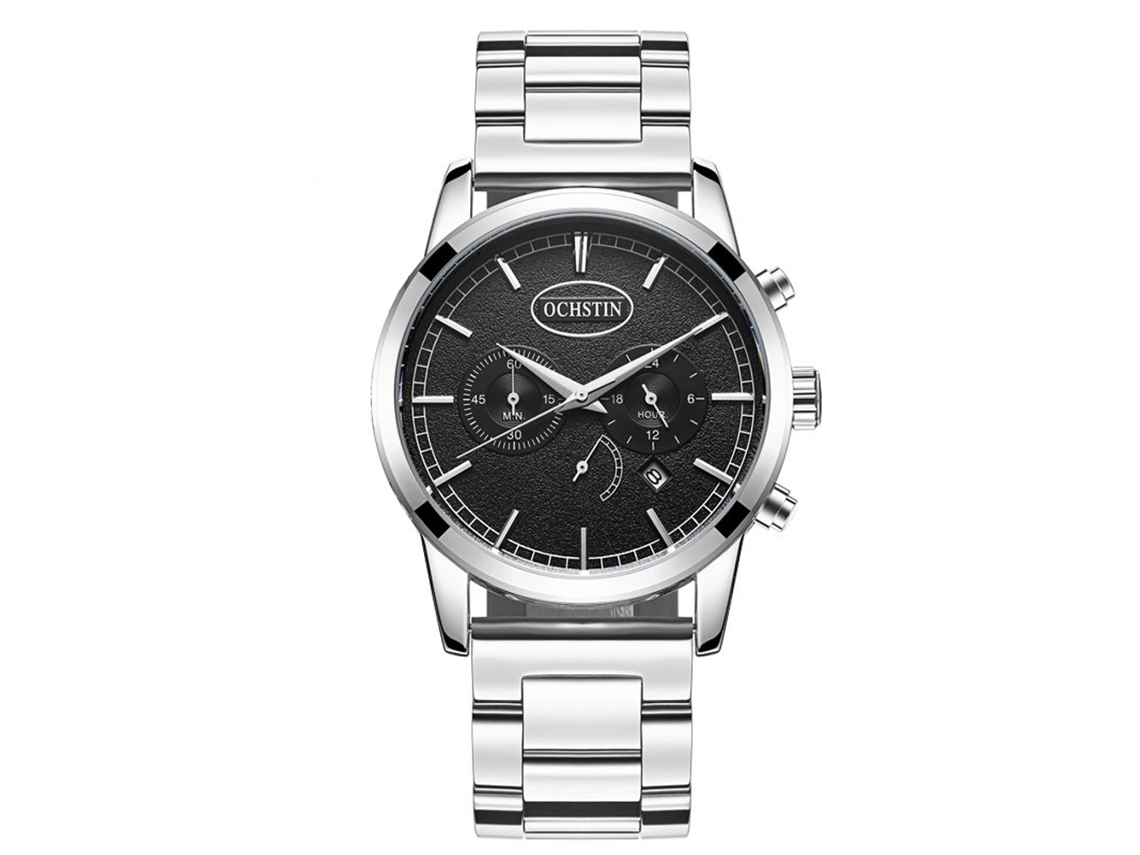 Reloj Deportivo Hombre Ochstin Luminoso Calendario Impermeable Plata Negro