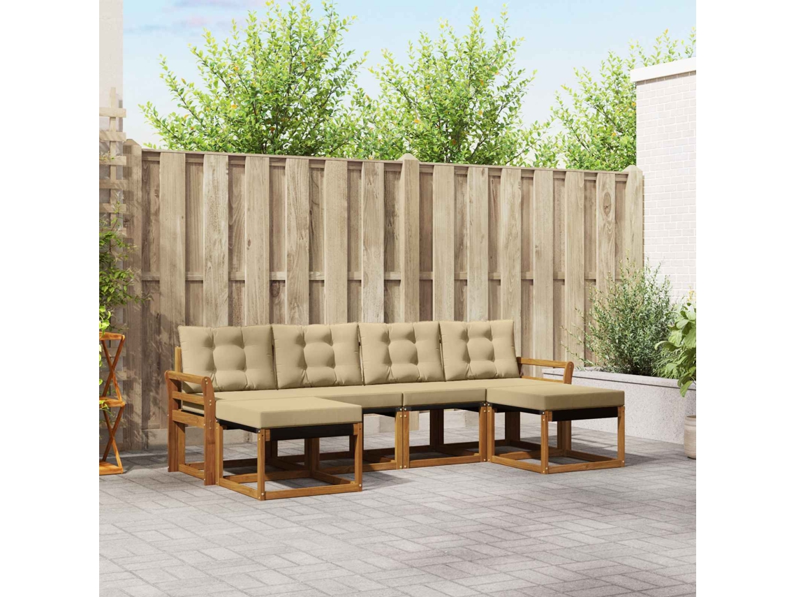 Vidaxl Conjunto De Sofás Para Exterior 6 Unid. Natural E Bege