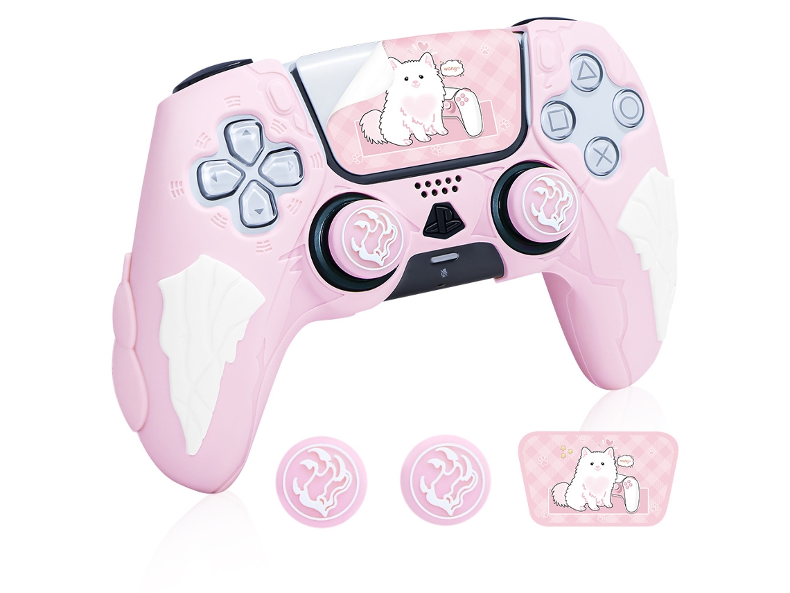Capa Para Czhhmart Controle Ps5, Silicone Antiderrapante Com Protetores De Polegar. Rosa
