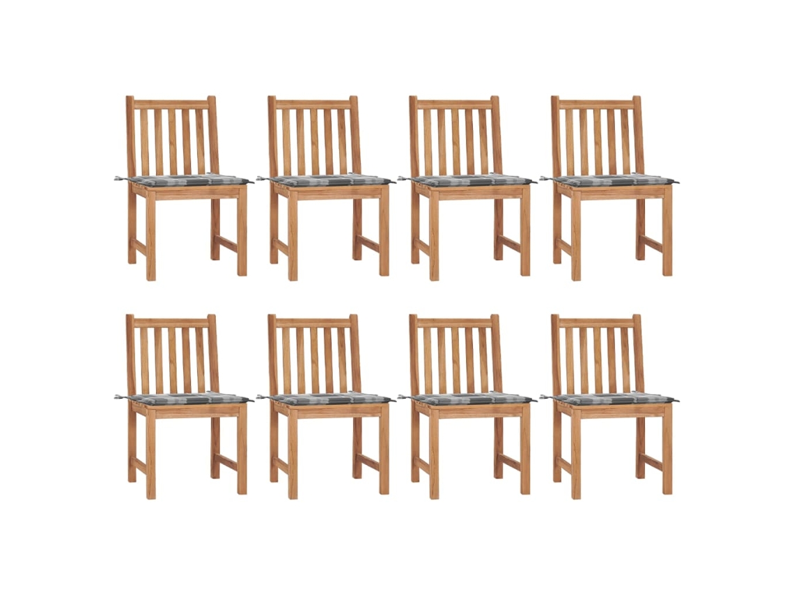 Cadeiras De Jardim 8 Pcs C/ Almofadões Madeira De Teca Maciça Dkd Home Decor