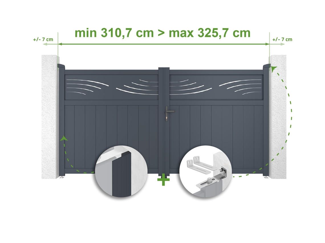 Portão De Batente Ajustável Largura 3m Halti H.160cm Alumínio Cinza Casanoov
