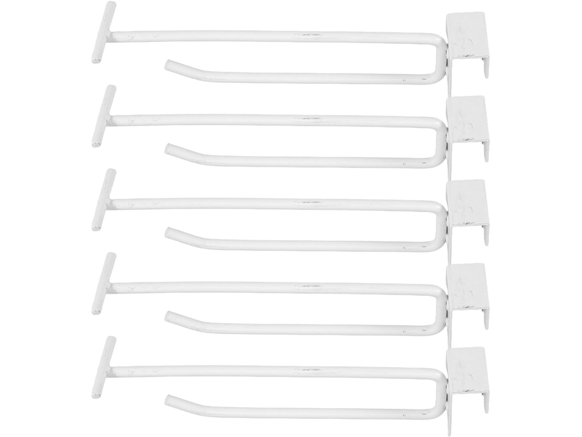 Ganchos Genéricos Prateleiras De Supermercado, 20cm, Conjunto De 5 Peças, Gancho Metálico Tubular Quadrado Branco
