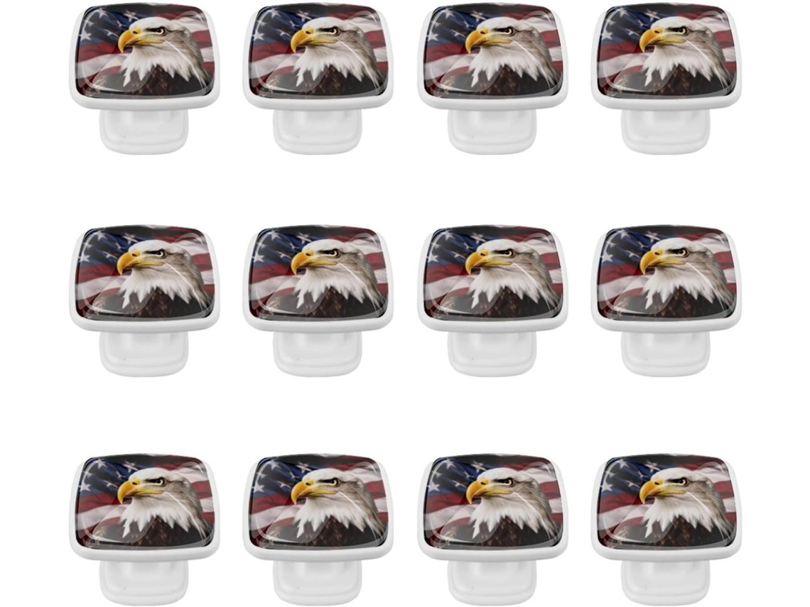 Puxadores Quadrados Para Armários De Cozinha, Puxadores Para Armários E Gavetas, 12 Peças, Bandeira Americana Com Águia