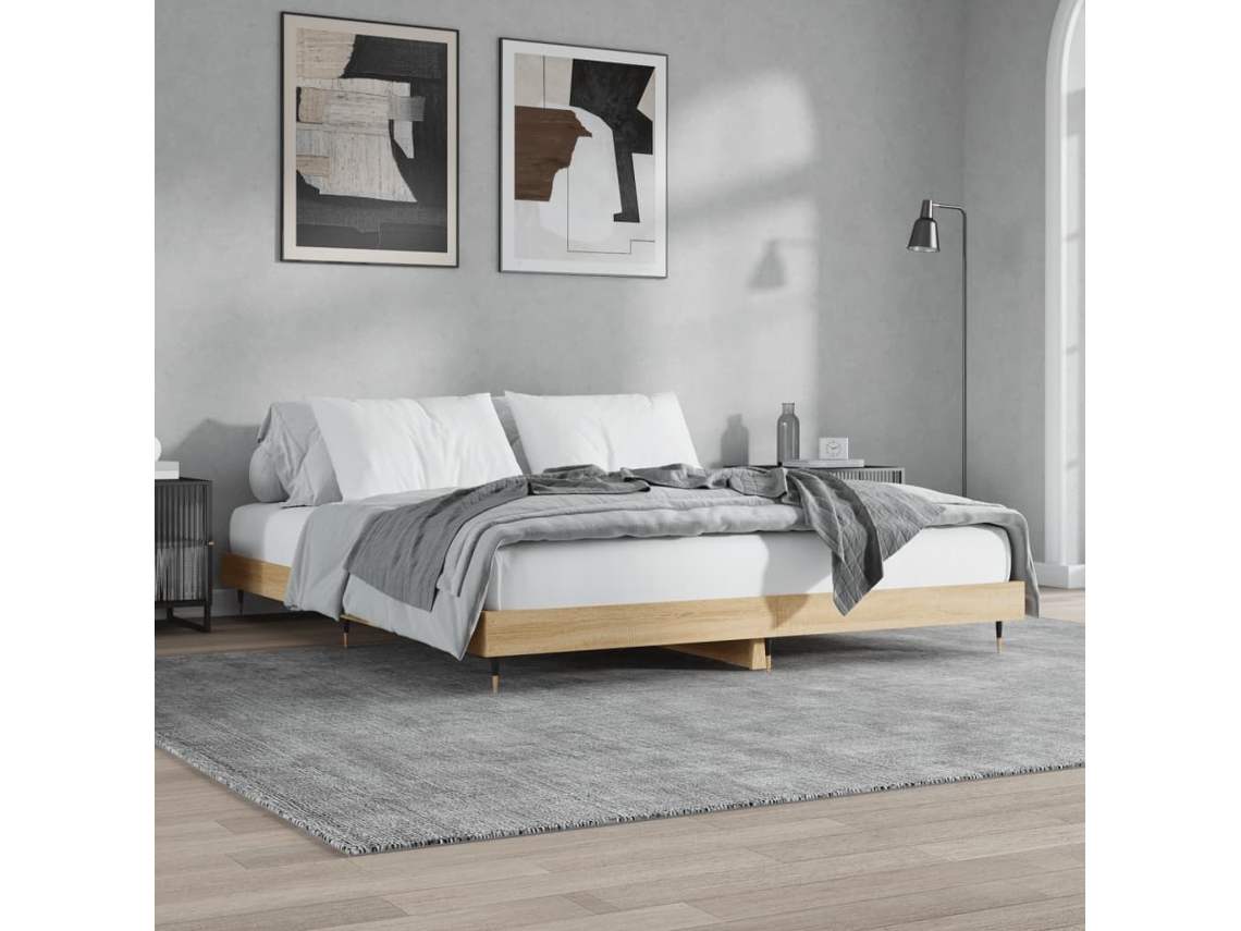 Vidaxl Estrutura De Cama Sem Colchão 200x200 Cm Carvalho Sonoma