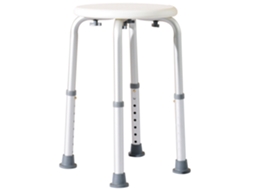 Banquinho De Chuveiro Com Altura Ajustável E Assento Ergonômico, Pés Antiderrapantes, Carga Máxima 136 Kg, Alumínio E Hdpe Branco
