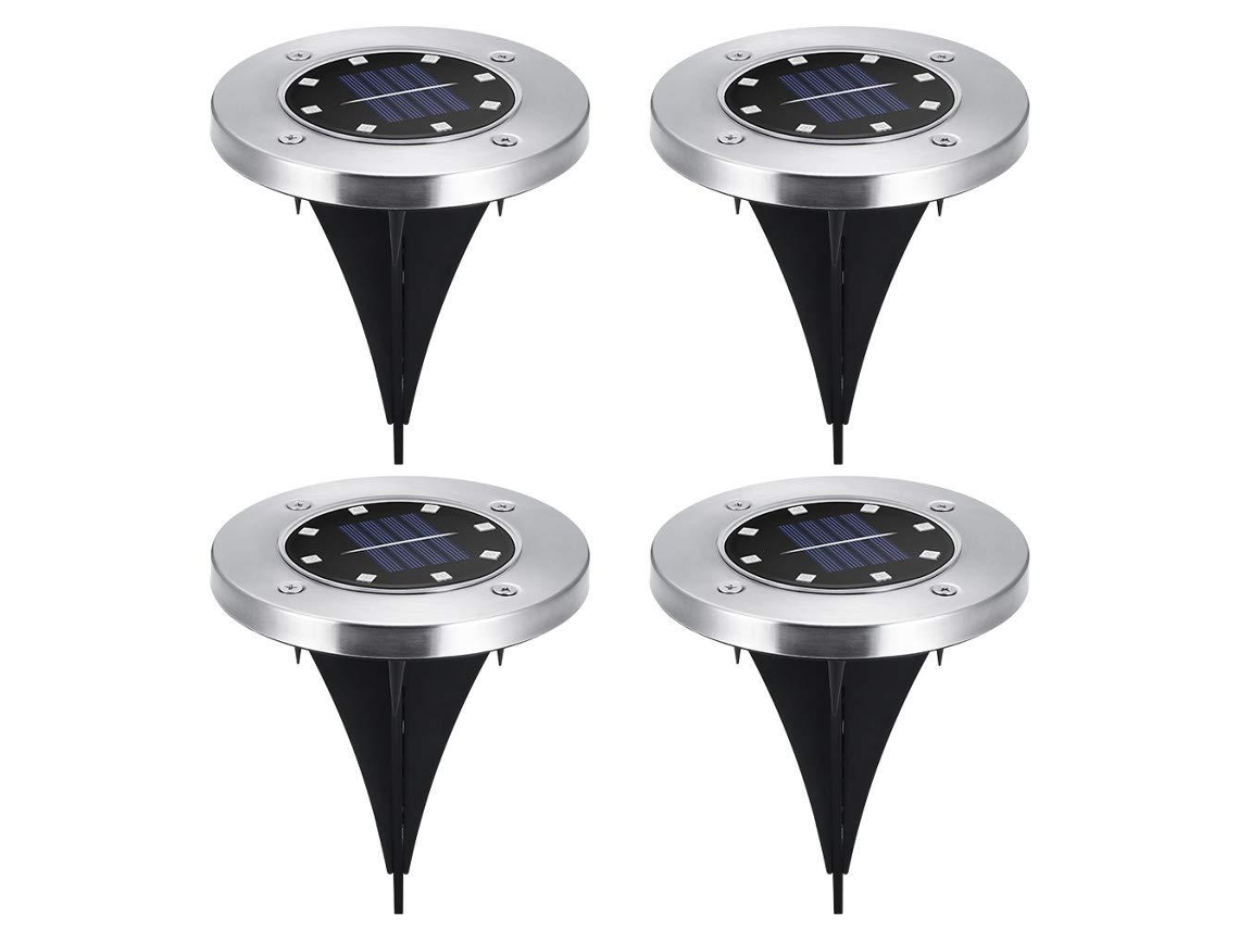 Kit com 4 luminárias solares AQUAFORGE para exterior, 8 Leds, instalação simples
