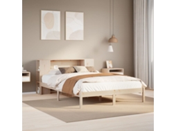 Vidaxl Cama Com Estante Sem Colchão 135x190 Cm Pinho Maciço