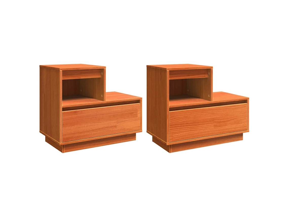 Cabeceira de cama 2 peças, acabamento em cera marrom, MAISON EXCLUSIVE (60x34x51 cm)
