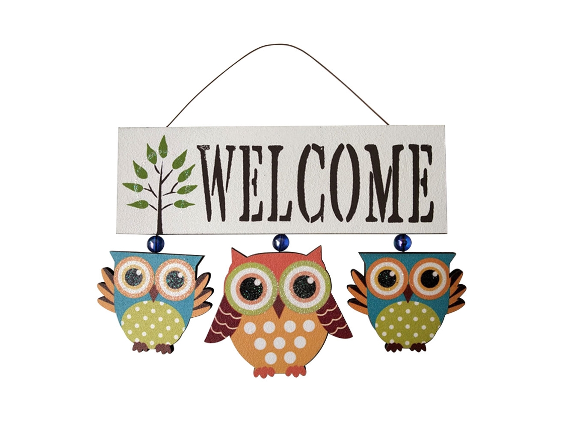 Laxiscreed Placa Decorativa Boho Rústico Com Búho Para Entrada E Decoração Interior