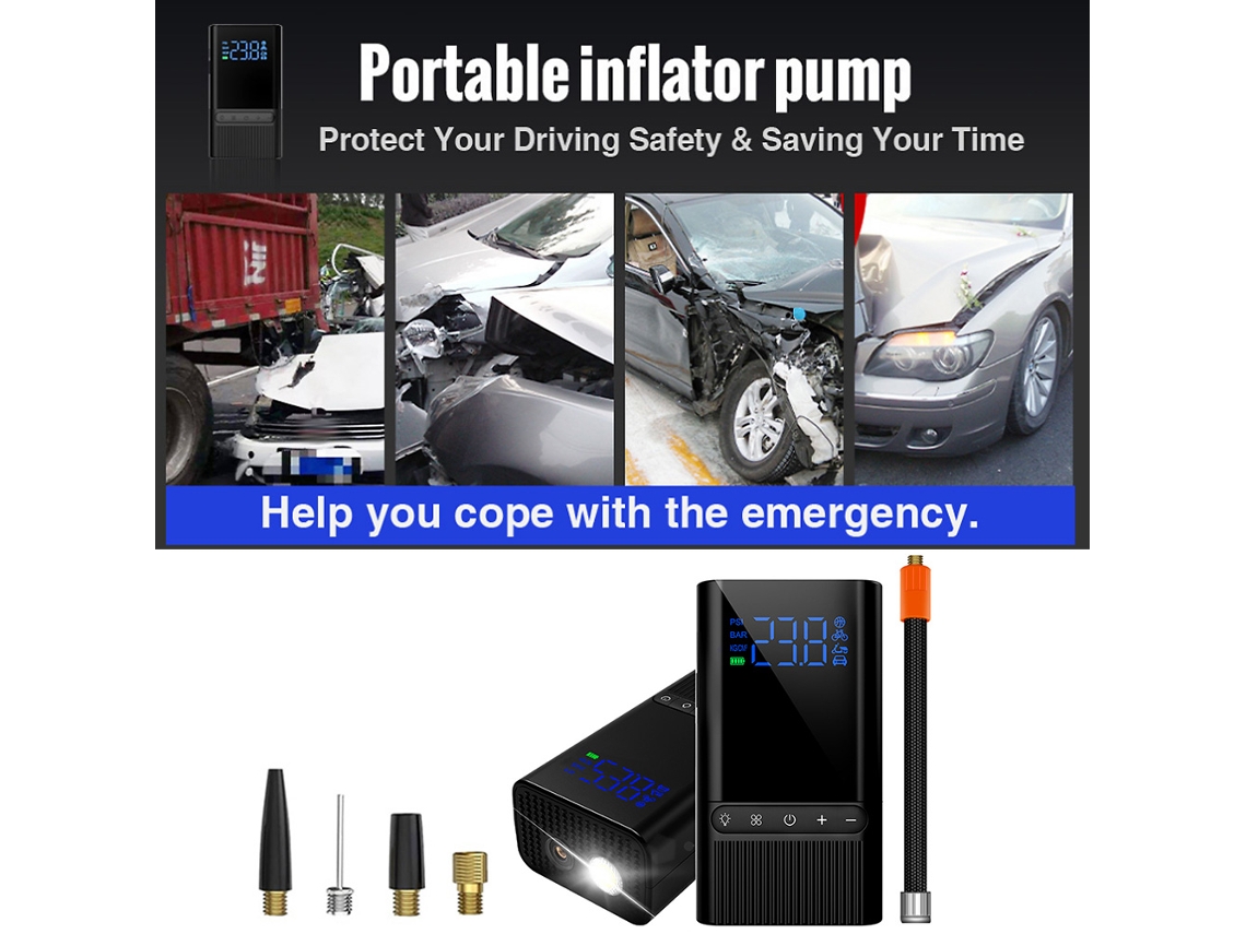 Aetheria bomba de Ar Portátil Sem Fio Carro Pneu 4000mah Compressor Digital Led Recarregável