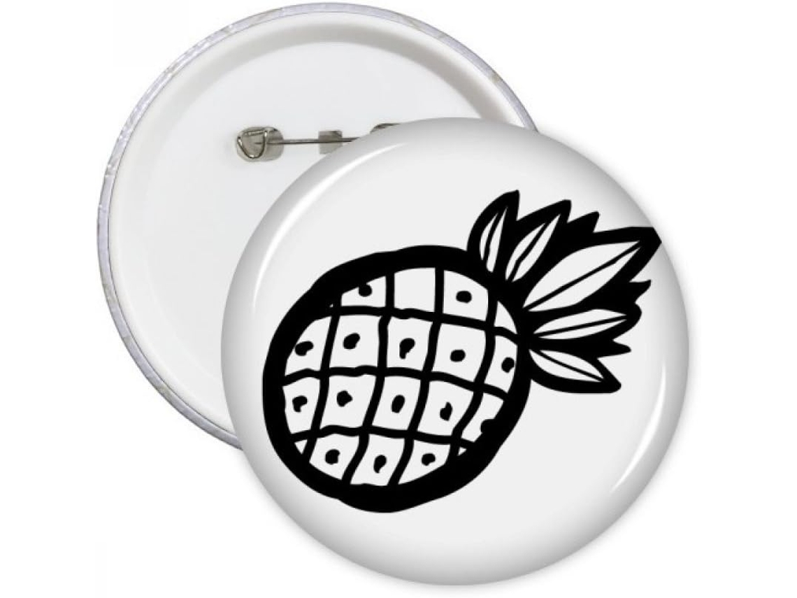 Diythinker Pins Redondos com Desenho de Abacaxi Preto em Linha, para Decoração Roupas, Presente, 5 Peças, Mult