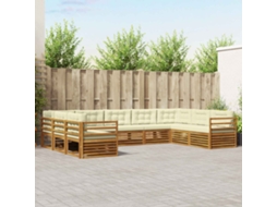 Vidaxl Conjunto De Sofás Para Exterior 9 Unid. Natural E Creme
