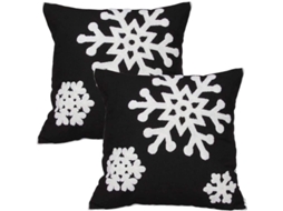 Capas De Almofada Decorativa De Renda Natalina De Algodão Quadrada Macia 18x18 (par, Preto)