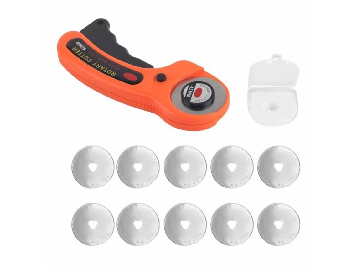 Kit de Cortador de Tecido HURRISE Cortador de Tecido Manual Placa Redonda com Lâminas Sobressalentes para Costura de Couro 10 Lâminas