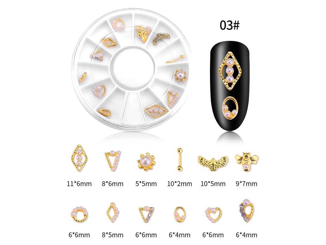 1 Caixa Decoração De Unhas Com Strass E Liga Para Manicure Diy Ferramenta Acessório (03pearl Alloy)