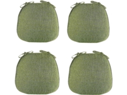 Rebe cojines de Silla de Comedor Set de 4 Almohadillas U no Deslizantes Con Lazos Lavables Color Verde
