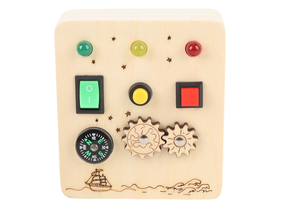 Primerox tabuleiro Sensorial de Madeira com Luzes Led Jogo Educativo de Aprendizagem Precoce para Crianças