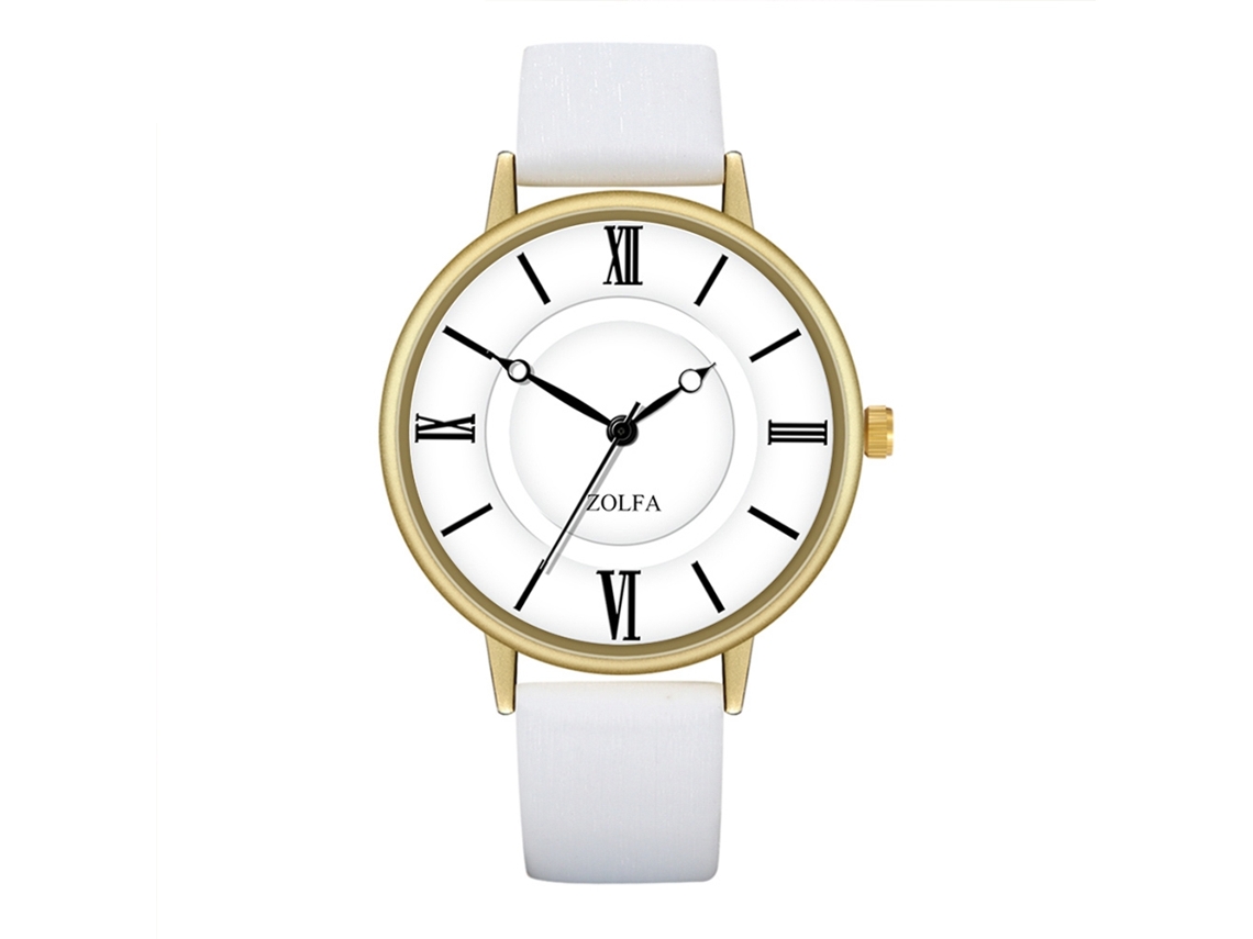 Relógio de Pulso Casal com Pulseira de Pu Movimento de Quartzo Branco
