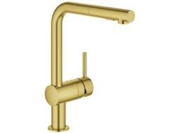 Torneira Monocomando De Lavatório Grohe Minta, Bica Em Forma De L, Com Duplo Spray Extraível, 30274gn0, Cor Nascer Do Sol Fresco Escovado