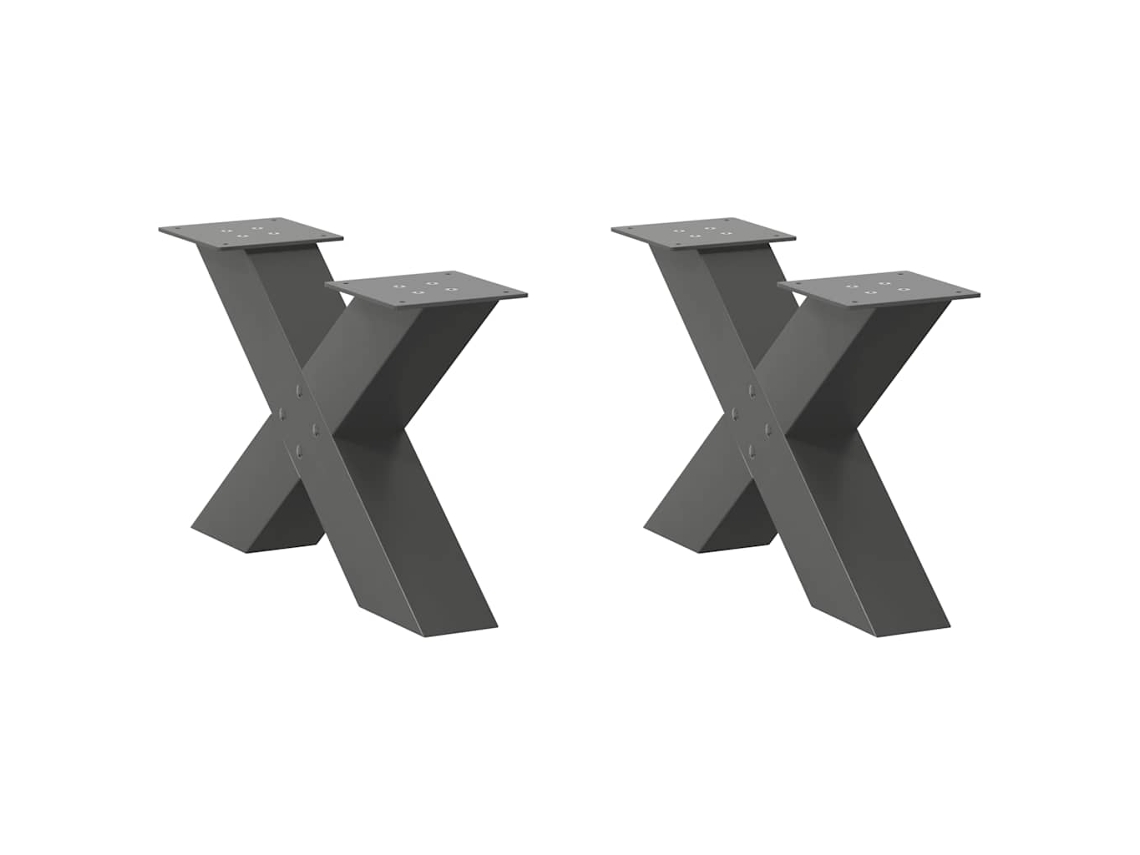 Vidaxl Pés Para Mesa De Centro Em Formato De X, 2 Peças, Antracite, 60x(30-31) Cm, Aço