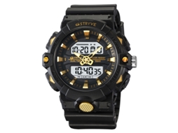 Relógio MDUG esportivo masculino à prova d'água com visor duplo luminoso e cronógrafo eletrônico (dourado)