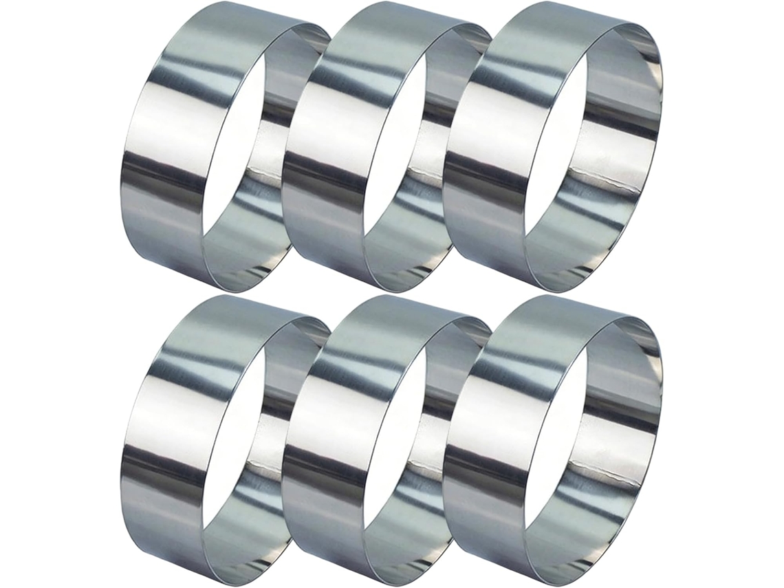 Conjunto de 6 aros de mousse em aço inoxidável