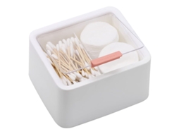 2026-dispensador De Bastoncillos De Algodón Linjou 2 Compartimentos Organizador De Baño Blanco 5.7x5x3.2 Polegadas