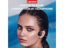 Fone De Ouvido Lenovo X5 Sem Fio Bt Condução Óssea Ipx8 À Prova D'água 8gb Preto